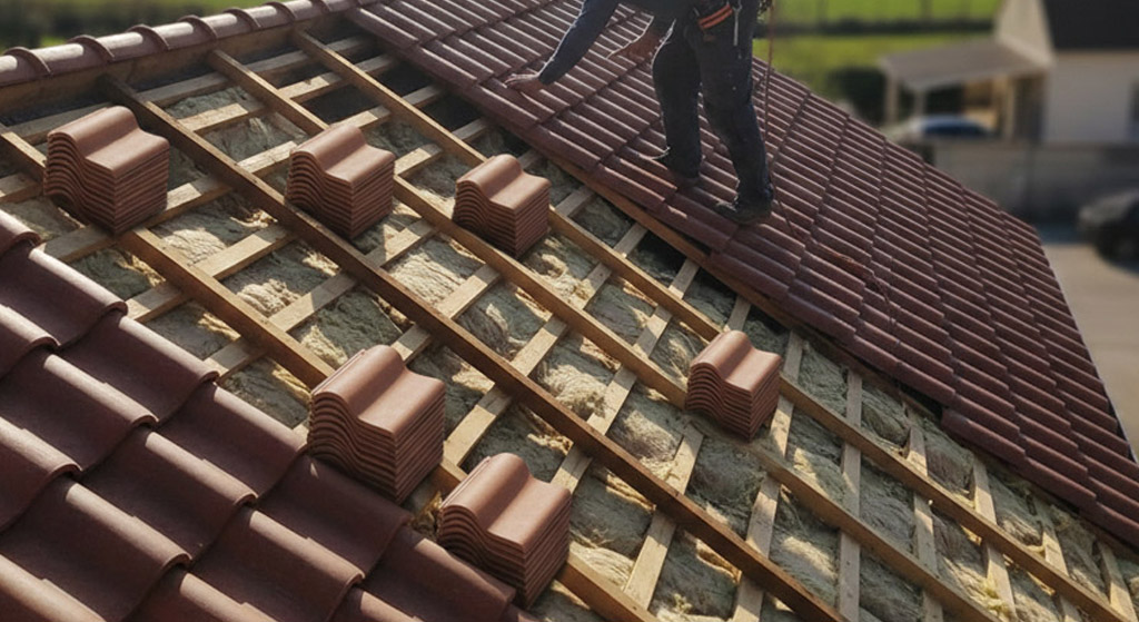 Pose materiaux sur toiture